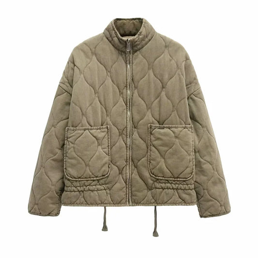 Women's 2024 High Collar Vintage Quilted Cotton Jacket