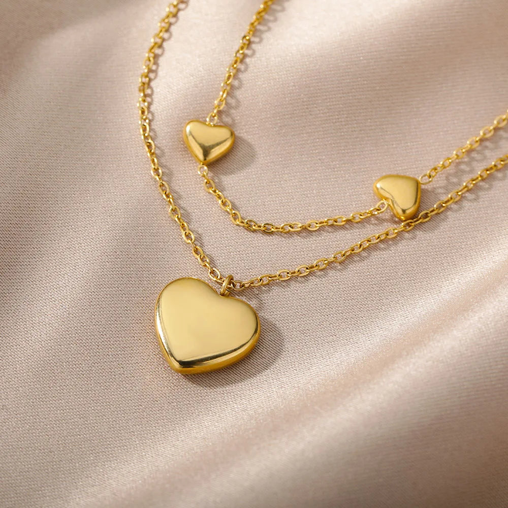 315L Gold Heart Layered Necklace