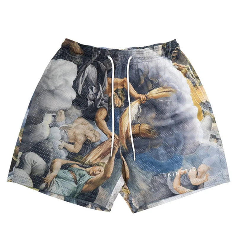 'Rose Design' Embroidery Fitness Shorts