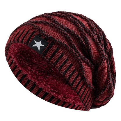 Winter Fur-Lined Slouchy Star Beanie