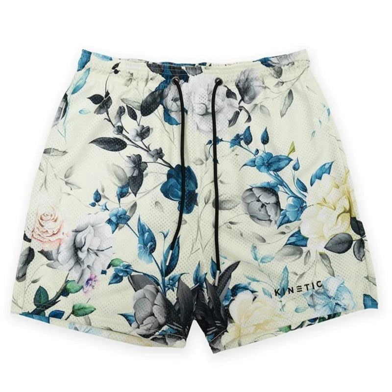 'Rose Design' Embroidery Fitness Shorts