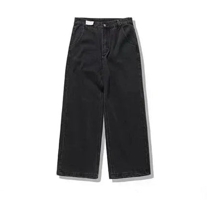 Black wide-leg jeans on a white background