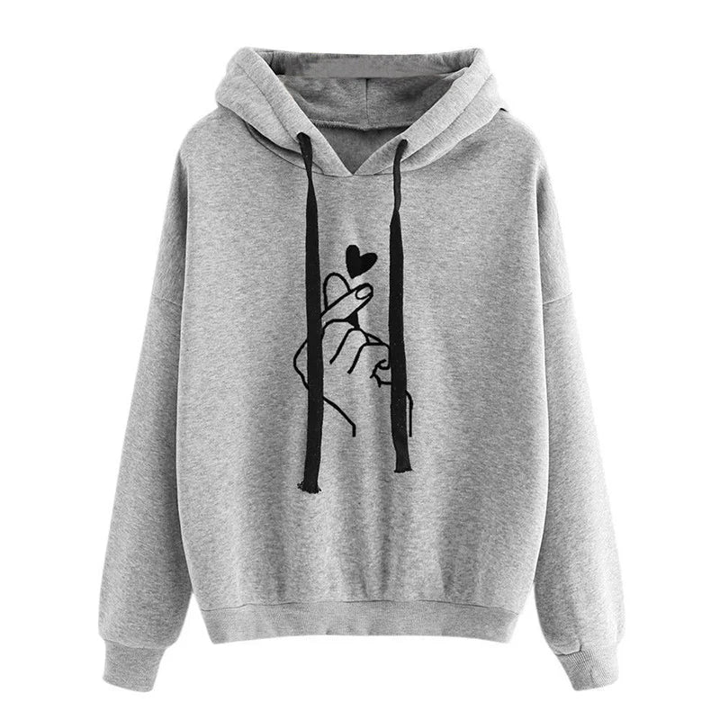 Korean Finger Heart Fleece Hoodie
