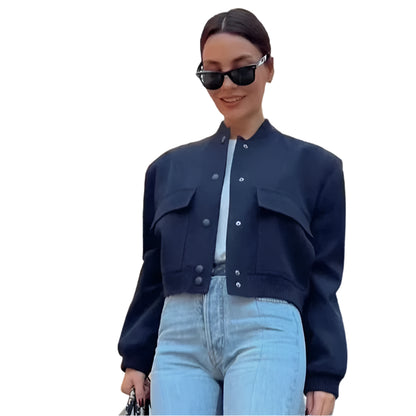 Women's Cropped Aviator Bomber Jacket