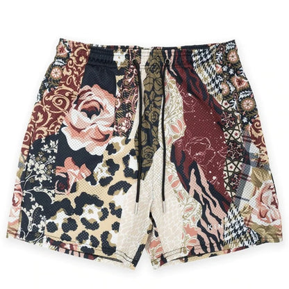 'Rose Design' Embroidery Fitness Shorts