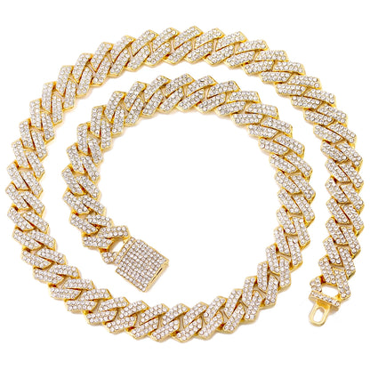 2-Row Miami Iced Cubed Link Necklace