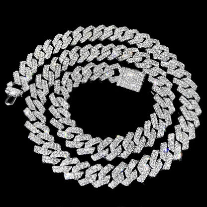 2-Row Miami Iced Cubed Link Necklace