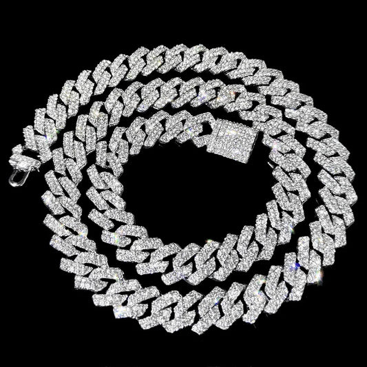 2-Row Miami Iced Cubed Link Necklace