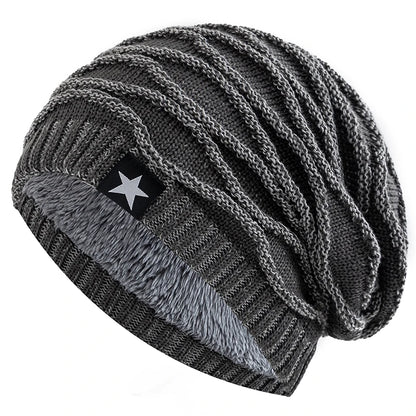 Winter Fur-Lined Slouchy Star Beanie