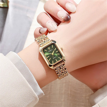 Ladies 2025 Luxe Square Watch - Gold Alloy Strap