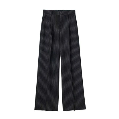 Women's Formal Striped Baggy High-Waist Suit Pants