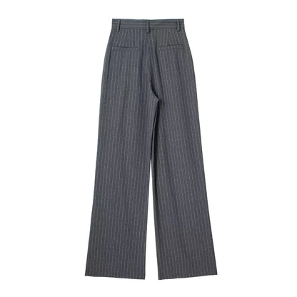Women's Formal Striped Baggy High-Waist Suit Pants