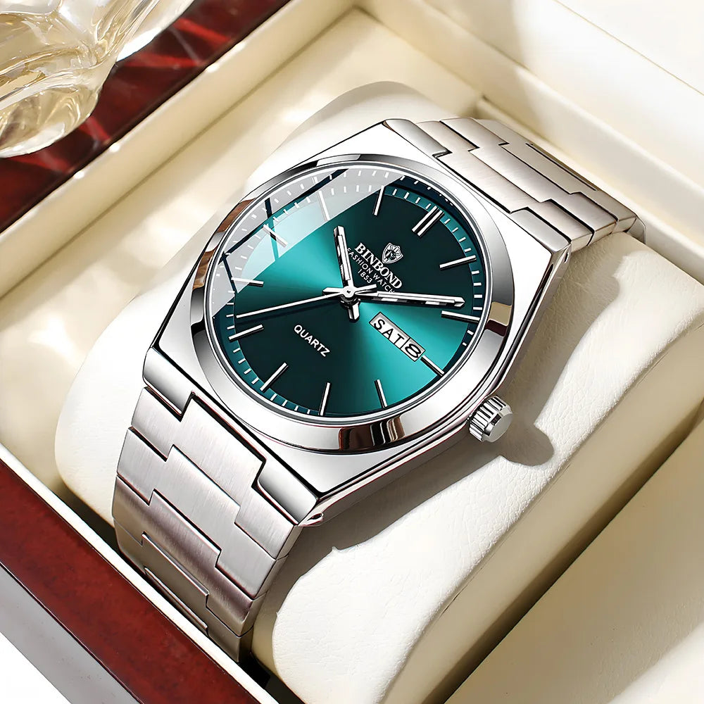 Dual-Date Stainless Quartz Watch