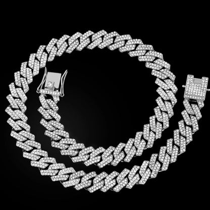 2-Row Miami Iced Cubed Link Necklace