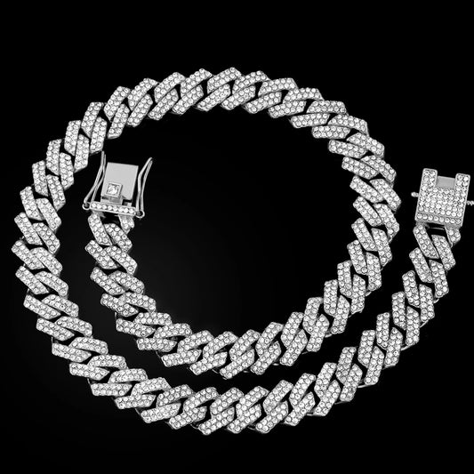 2-Row Miami Iced Cubed Link Necklace