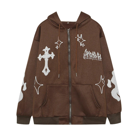 Embroidered Cross-Fire Cashmere Hoodie