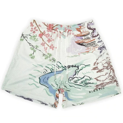 'Rose Design' Embroidery Fitness Shorts