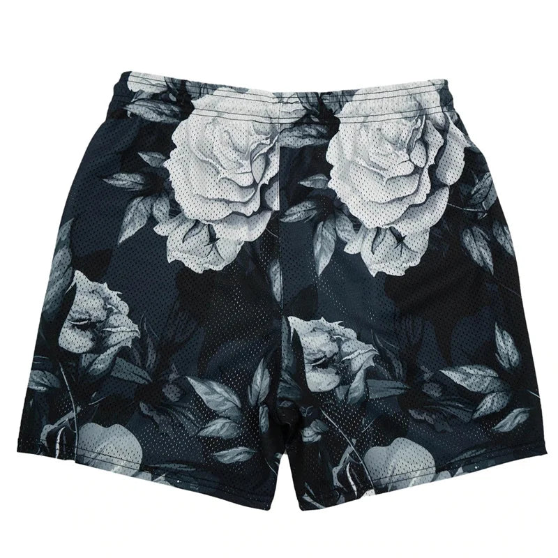 'Rose Design' Embroidery Fitness Shorts