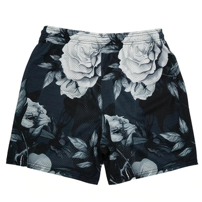 'Rose Design' Embroidery Fitness Shorts