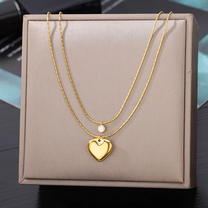 315L Gold Heart Layered Necklace