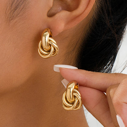 Gold Double-Ring Chunky Hoop Earrings