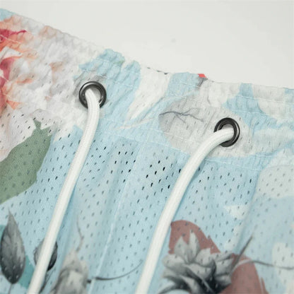 'Rose Design' Embroidery Fitness Shorts