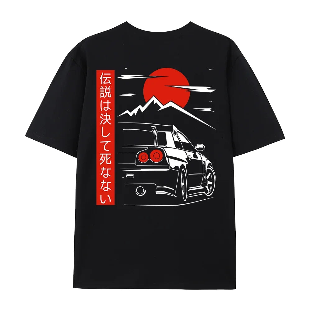 Japanese Style JDM R34 Back-Print Oversized Tee