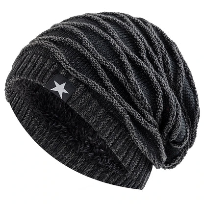 Winter Fur-Lined Slouchy Star Beanie