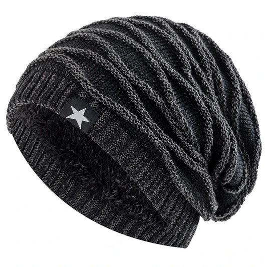 Winter Fur-Lined Slouchy Star Beanie