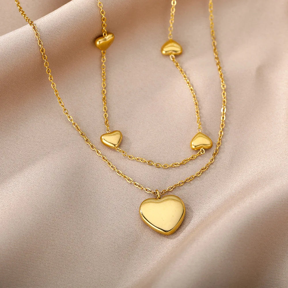 315L Gold Heart Layered Necklace