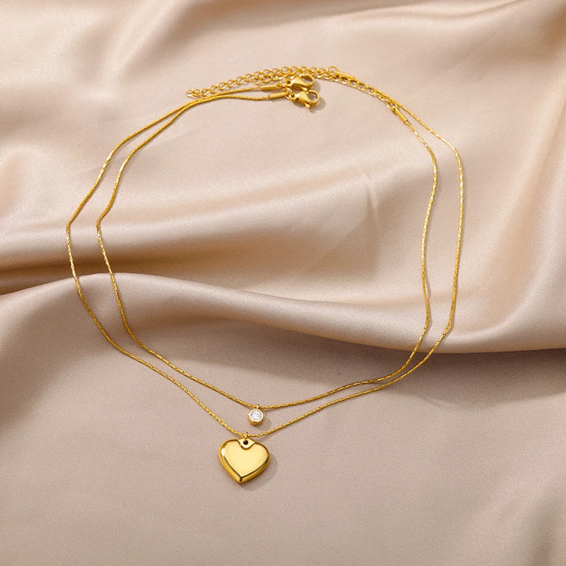 315L Gold Heart Layered Necklace
