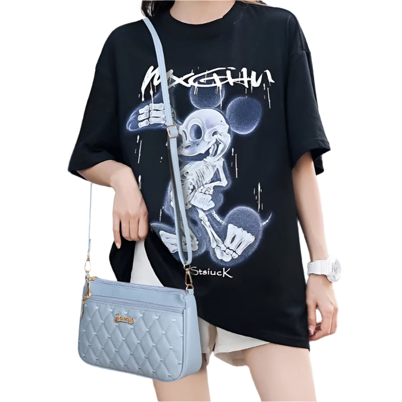 'Sac a Main' Ladies Embroidered Leather Messenger Handbag