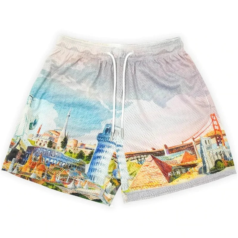 'Rose Design' Embroidery Fitness Shorts