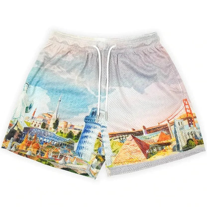 'Rose Design' Embroidery Fitness Shorts