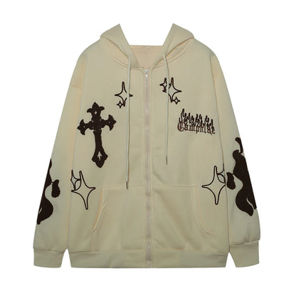 Embroidered Cross-Fire Cashmere Hoodie