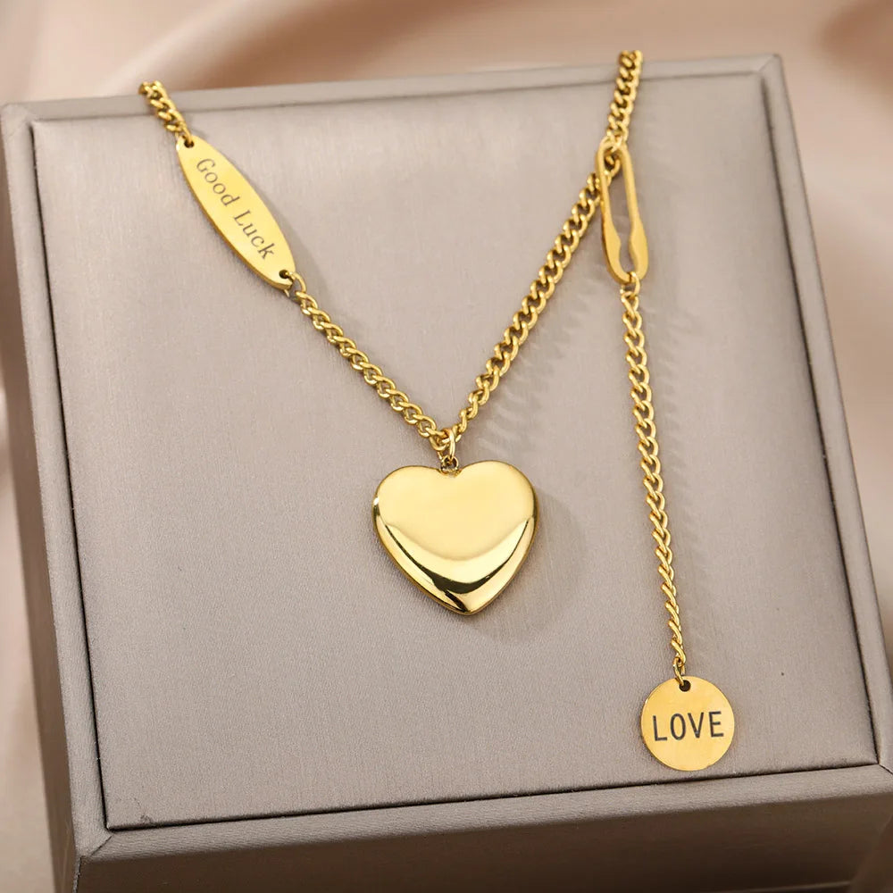 315L Gold Heart Layered Necklace