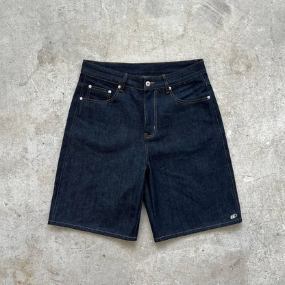 Y2K Striped Letter Baggy Denim Shorts
