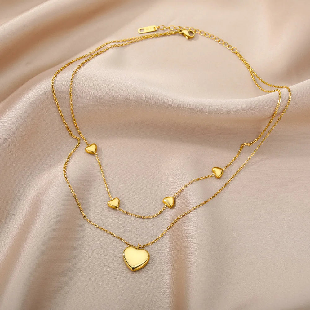 315L Gold Heart Layered Necklace