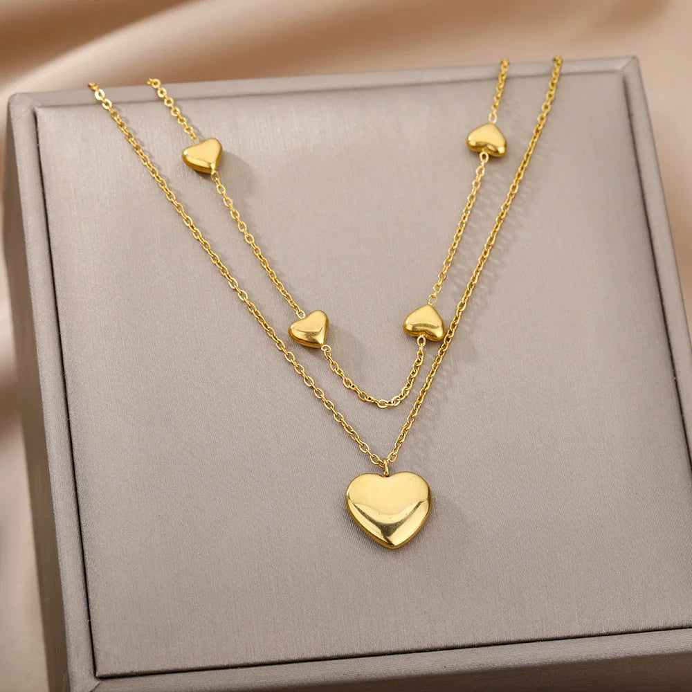 315L Gold Heart Layered Necklace