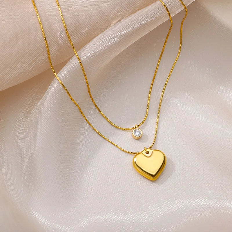 315L Gold Heart Layered Necklace