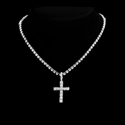 2-Piece Iced Cross & Cuban Chain Set
