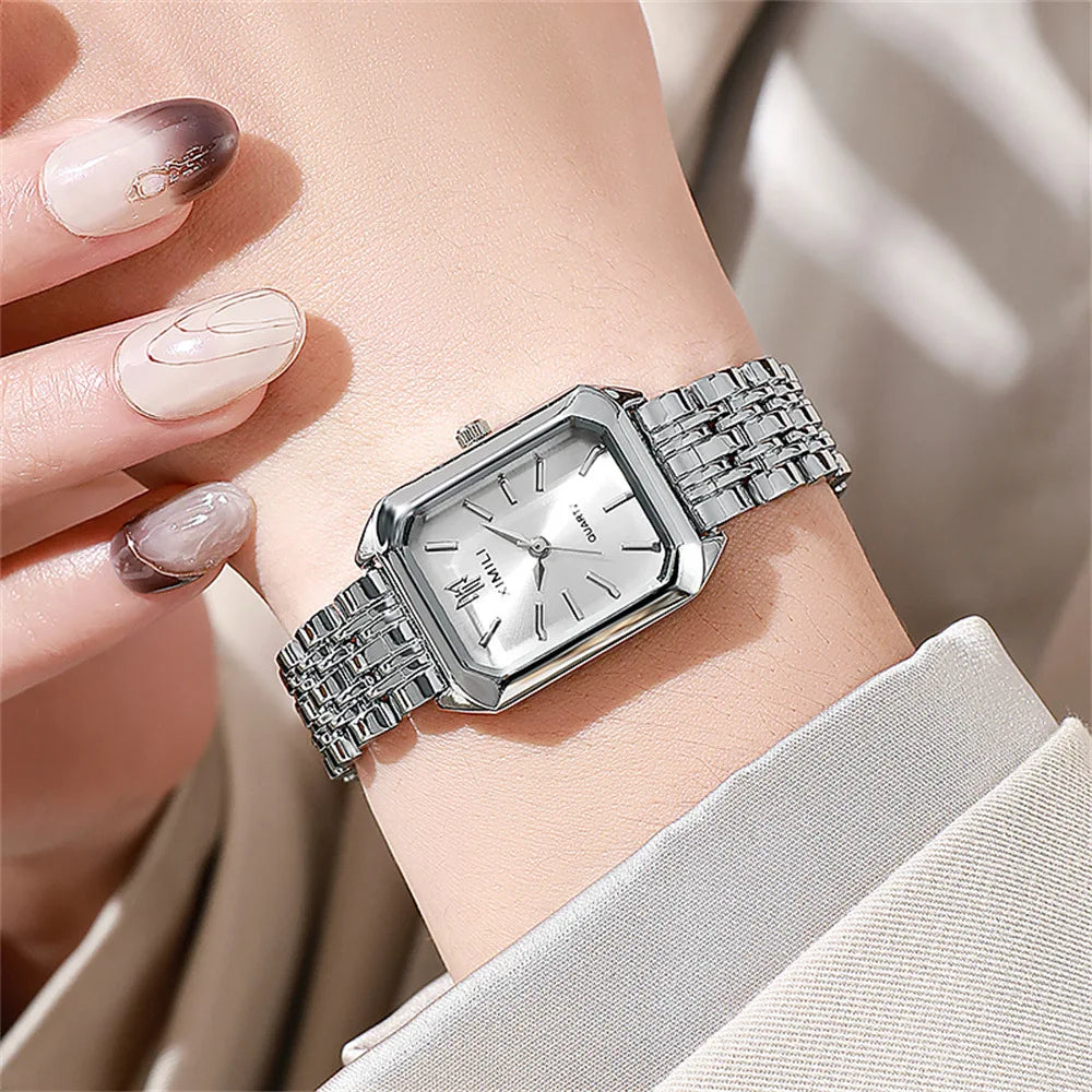 Ladies 2025 Luxe Square Watch - Gold Alloy Strap
