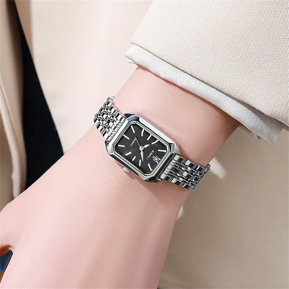 Ladies 2025 Luxe Square Watch - Gold Alloy Strap