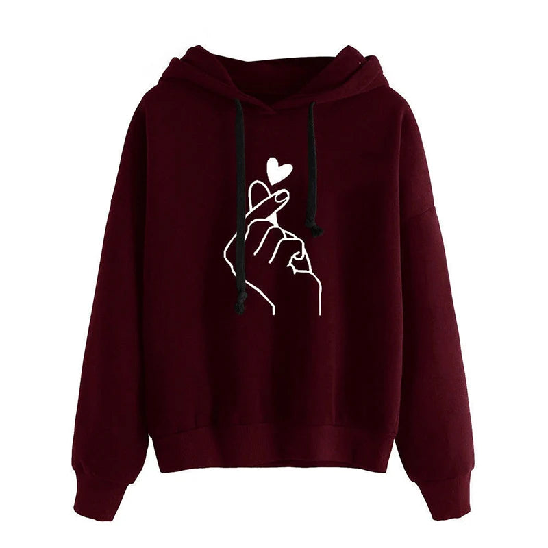 Korean Finger Heart Fleece Hoodie