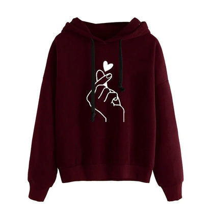 Korean Finger Heart Fleece Hoodie