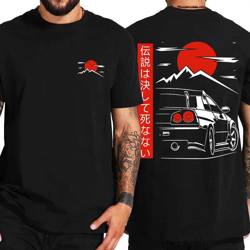 Japanese Style JDM R34 Back-Print Oversized Tee
