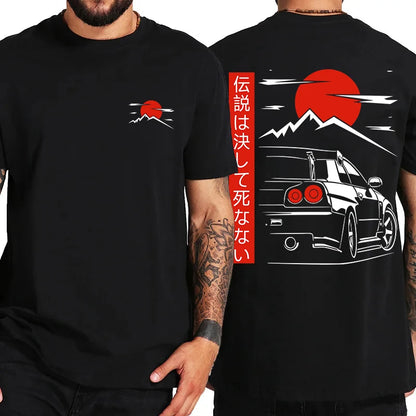 Japanese Style JDM R34 Back-Print Oversized Tee
