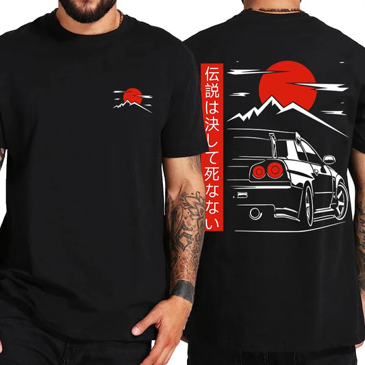 Japanese Style JDM R34 Back-Print Oversized Tee