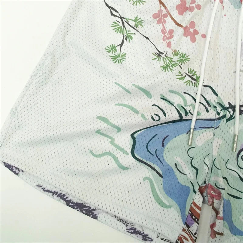 'Rose Design' Embroidery Fitness Shorts