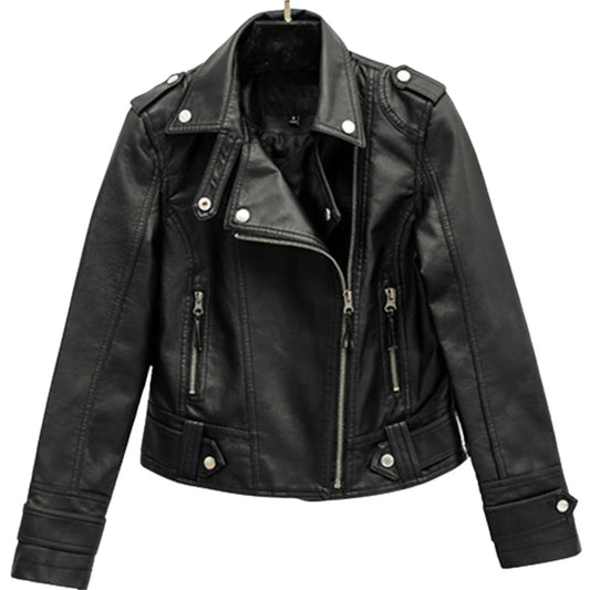 Women's 2024 Chic Leather Moto Jacket